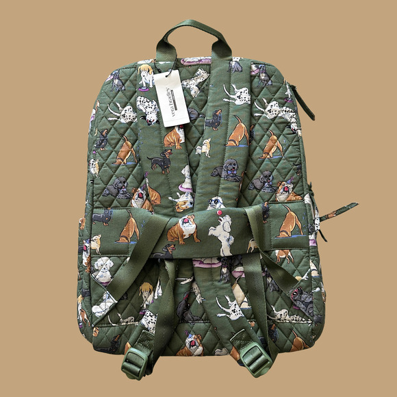 New Vera Bradley Dog Park Essential Large Backpack Quilted Cotton Green main image 4